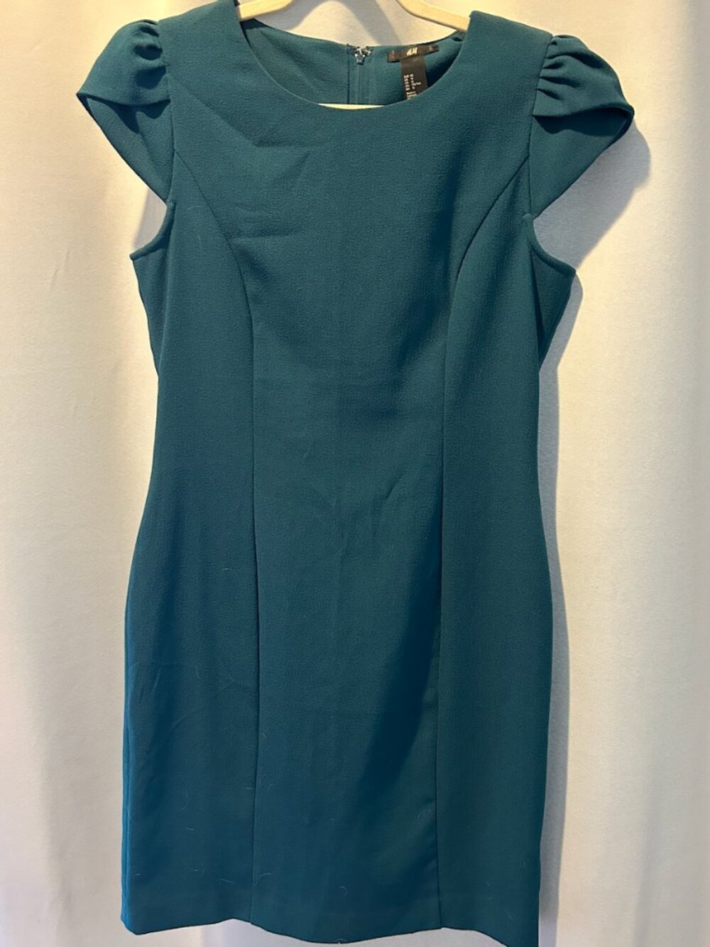 H&M Teal Cap Sleeve Sheath Dress